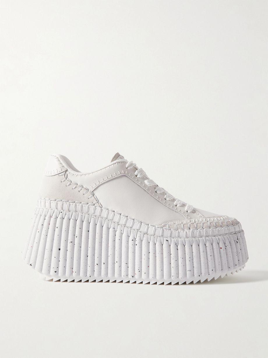Nama suede-trimmed leather platform sneakers by CHLOE