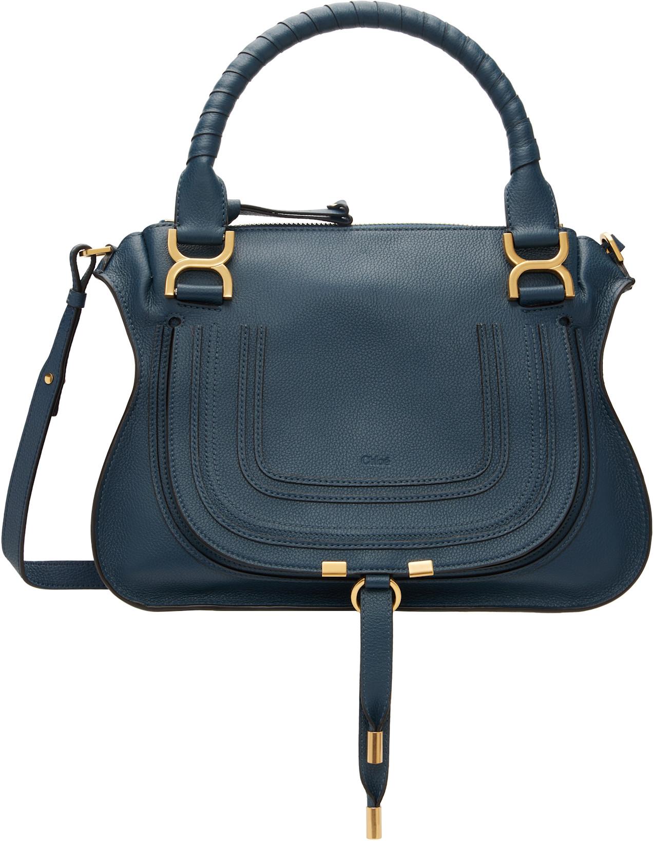 Navy Grained Leather Marcie Bag by CHLOE