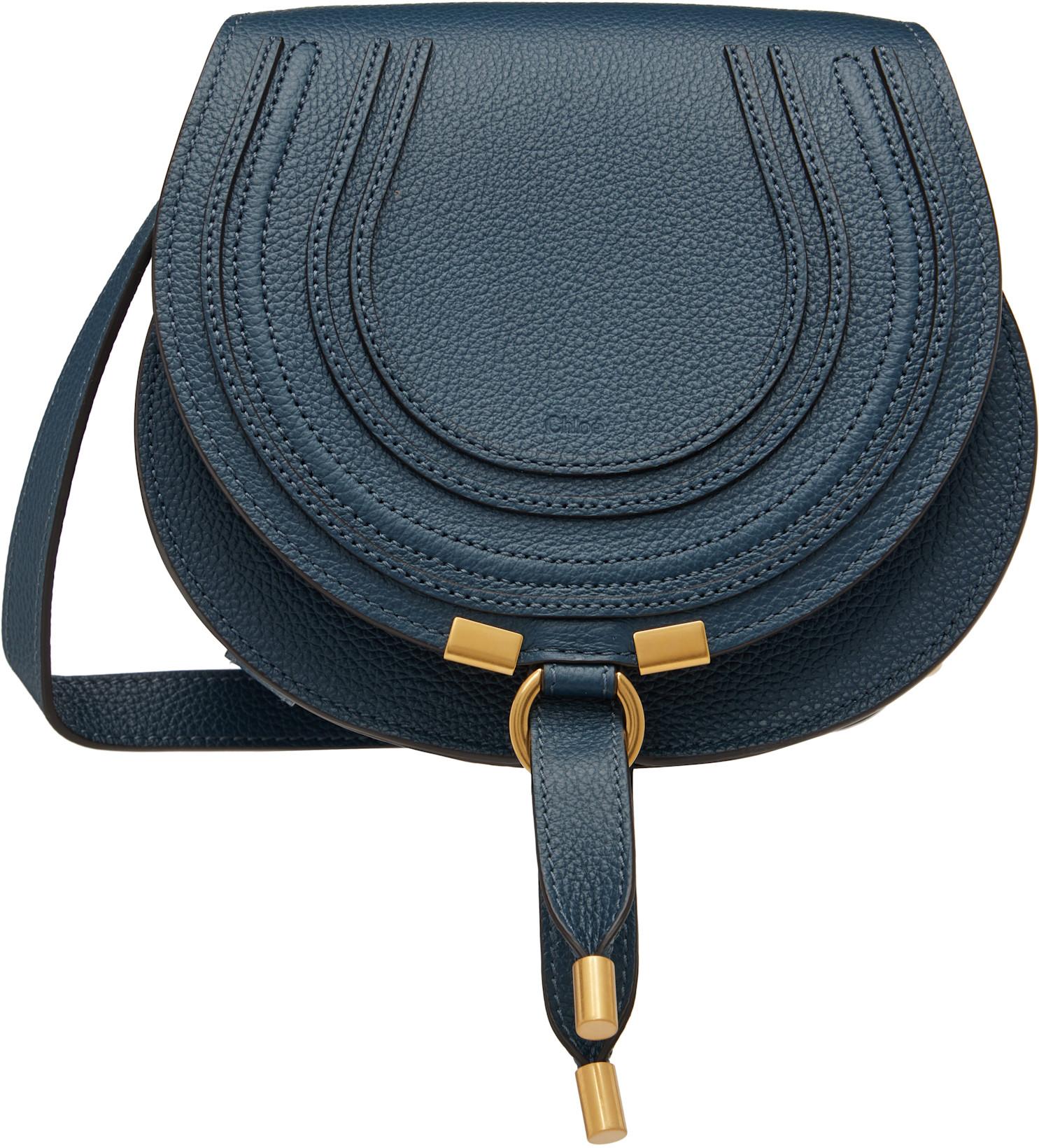 Navy Grained Leather Small Marcie Saddle Bag by CHLOE