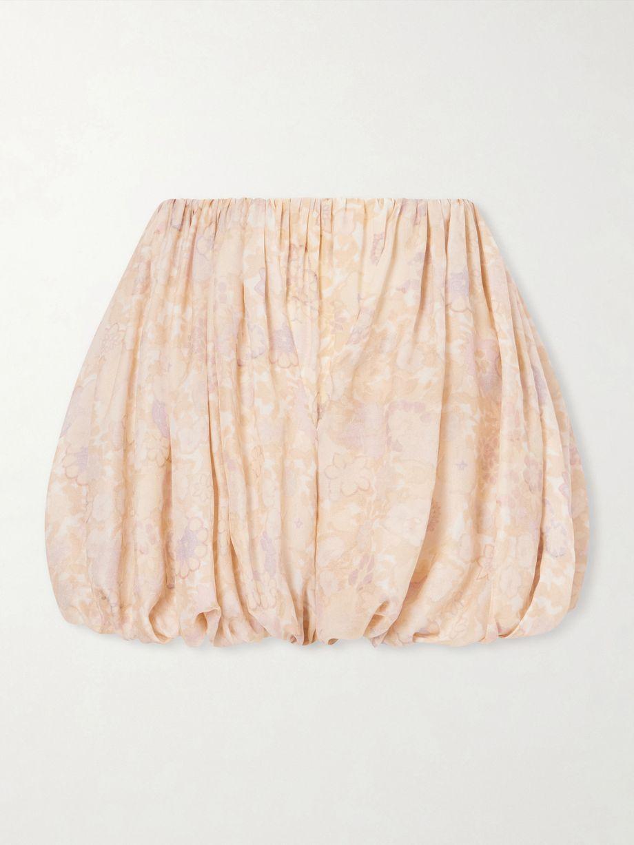 Pleated floral-print silk-charmeuse shorts by CHLOE