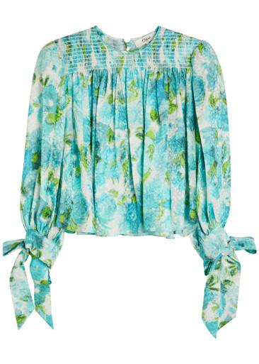 Printed cropped silk blouse by CHLOE