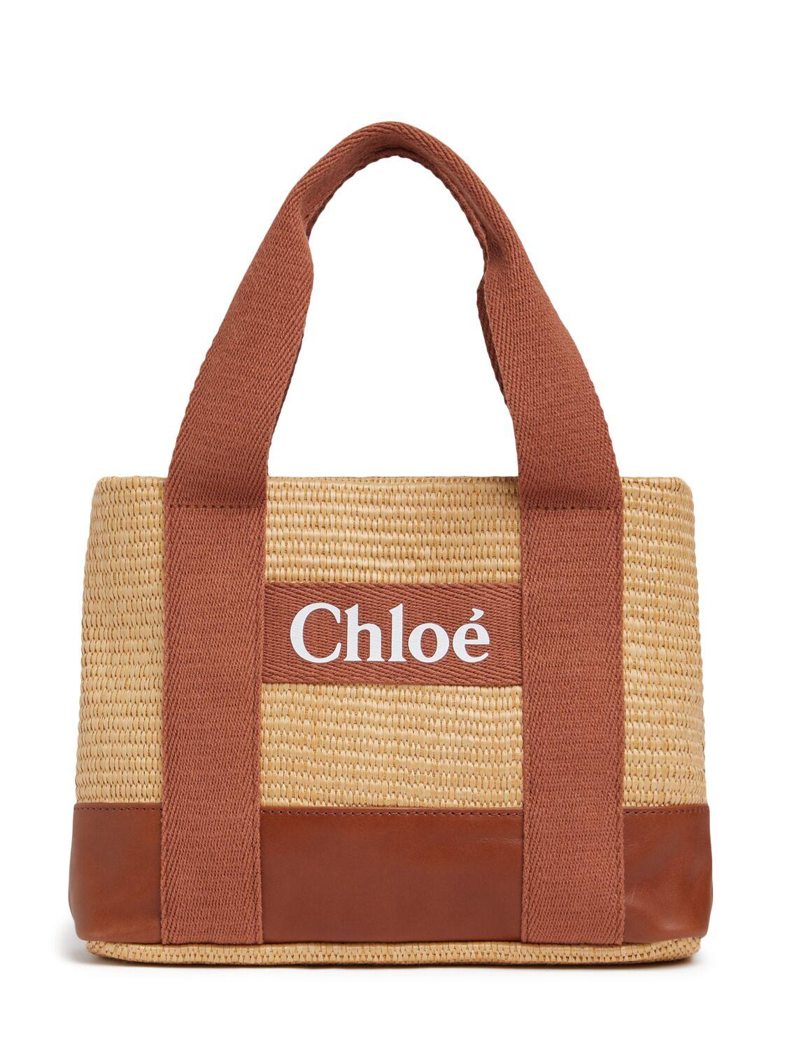 Raffia Effect Shoulder Bag W/logo by CHLOE