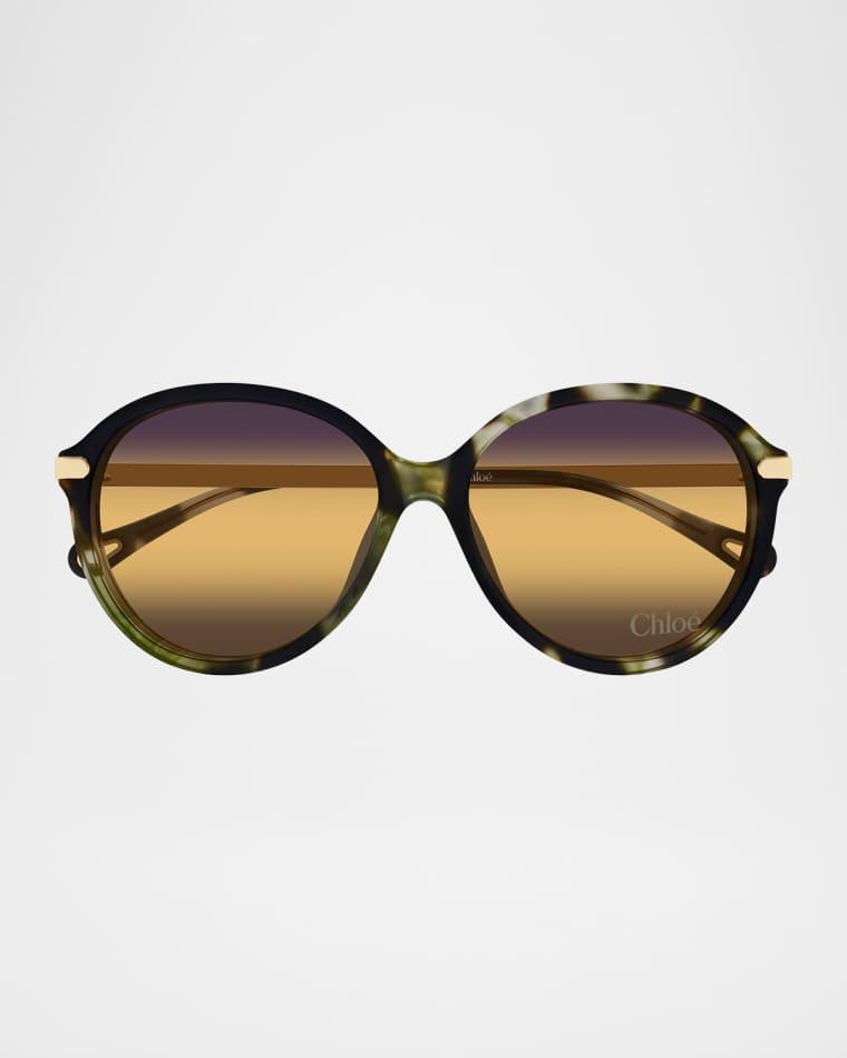 Round Acetate & Metal Sunglasses by CHLOE