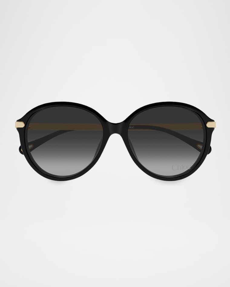 Round Acetate & Metal Sunglasses by CHLOE