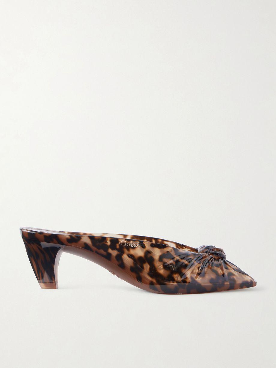 Ruched leopard-print TPU mules by CHLOE