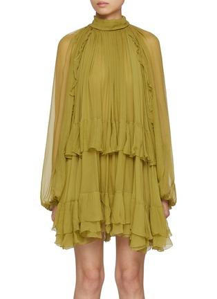 Ruffle Silk Mousseline Mini Dress by CHLOE