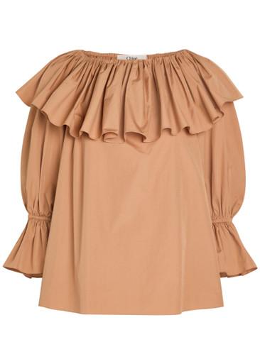 Ruffle cotton-poplin blouse by CHLOE