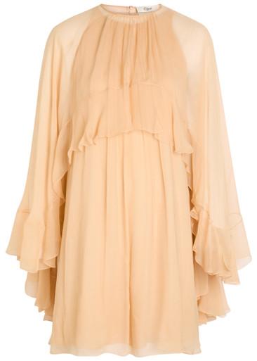 Ruffled cape-effect silk mini dress by CHLOE