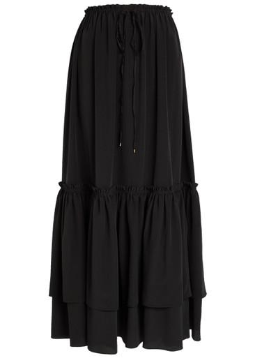 Ruffled tiered silk-chiffon midi skirt by CHLOE