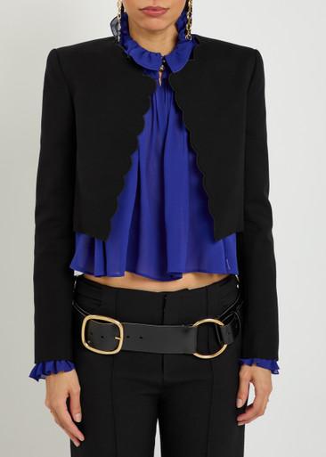 Scalloped cropped stretch-wool blazer by CHLOE