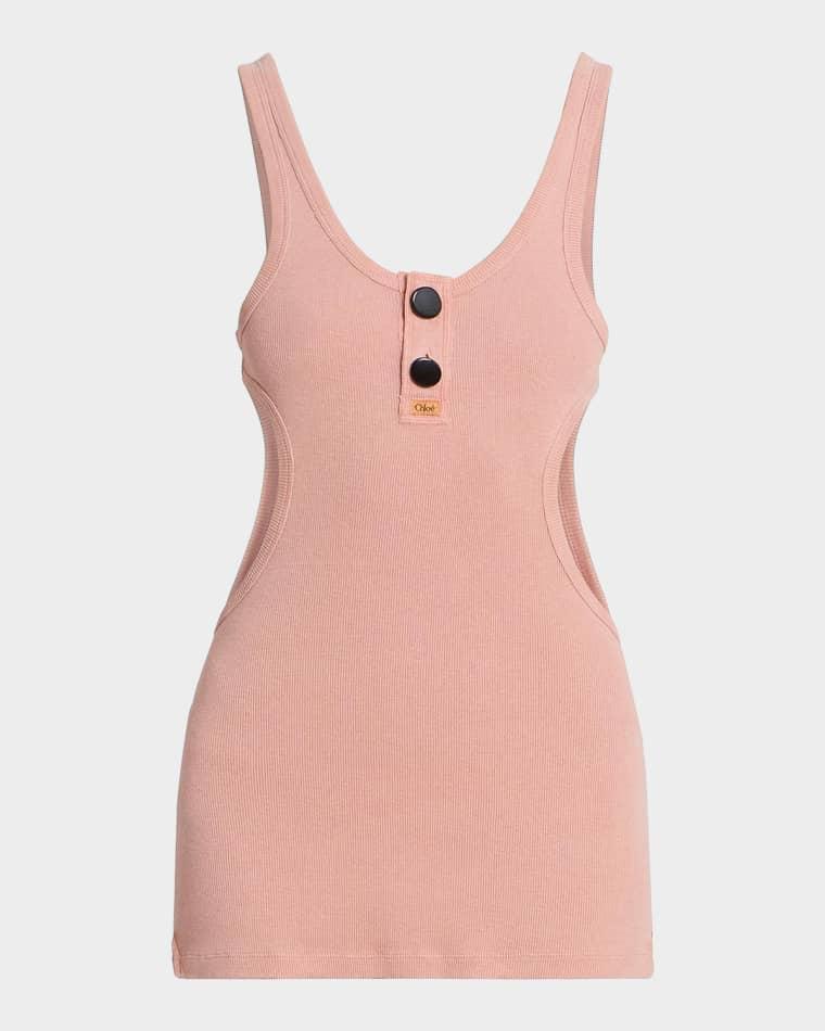 Scoop-Neck Cotton Rib Cutout Tank Top by CHLOE