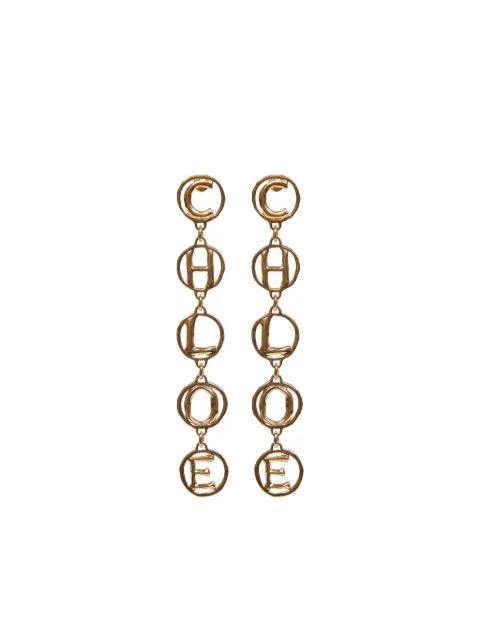 Script letter gold earrings by CHLOE