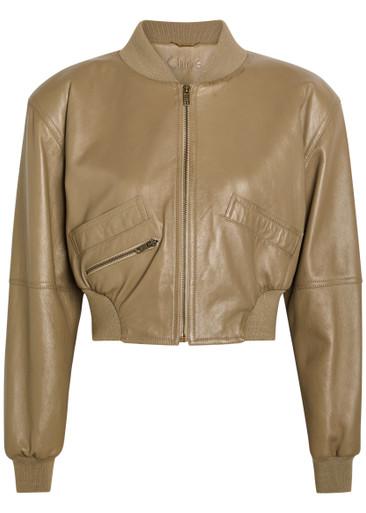 Sculpted leather cropped bomber jacket by CHLOE