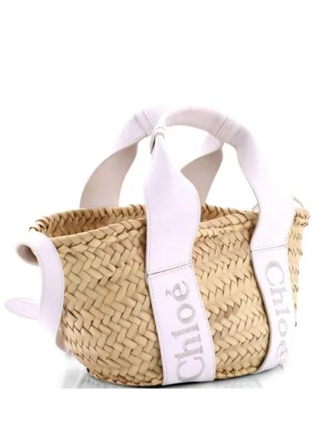 Sense Basket Tote Raffia with Leather Medium shoulder bag by CHLOE 
