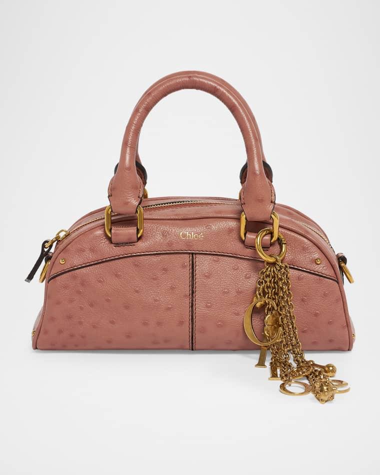 Small Bowling Top-Handle Bag in Ostrich-Effect Leather by CHLOE