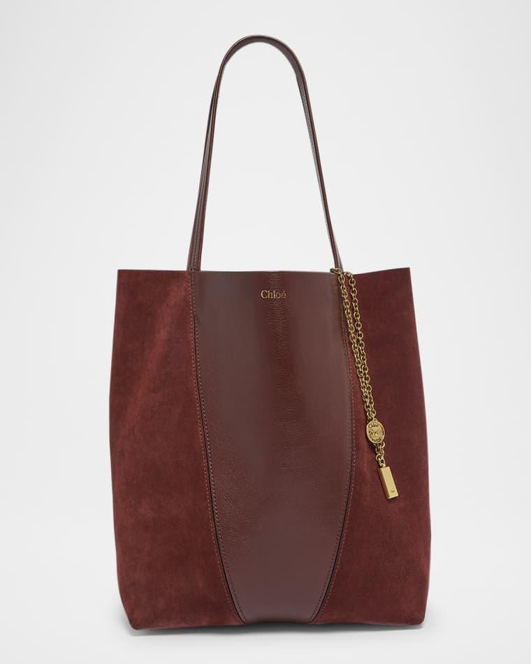 Spin Tote Bag in Grain Leather & Suede by CHLOE