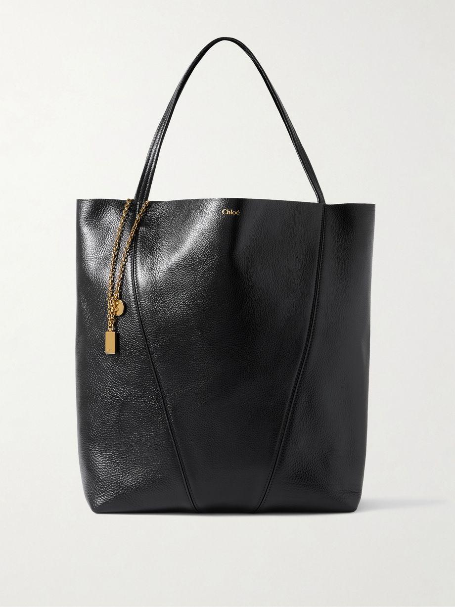 Spin embellished paneled textured-leather tote by CHLOE