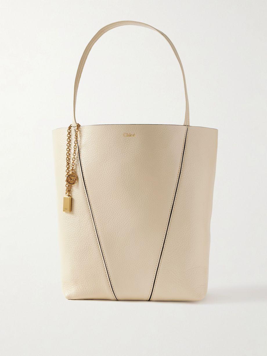 Spin embellished textured-leather tote by CHLOE
