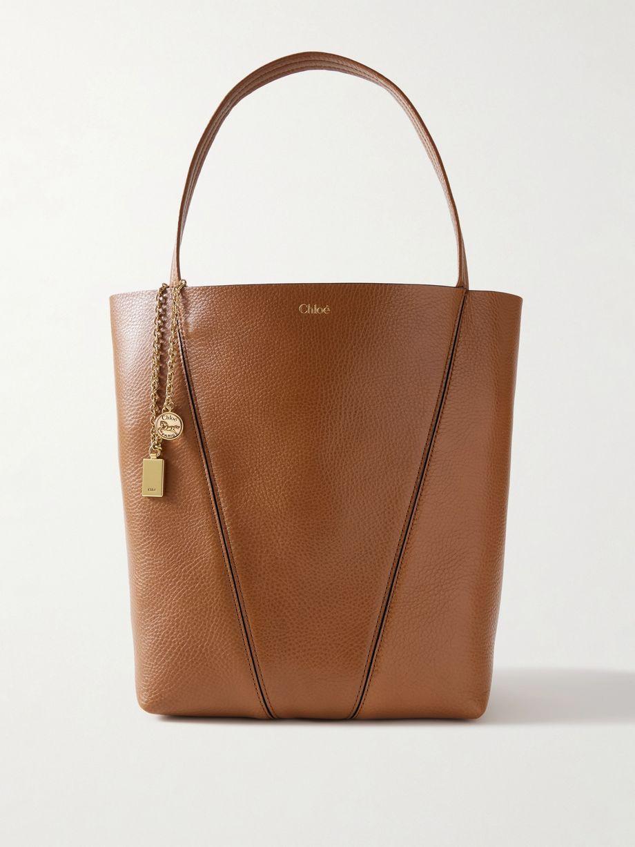 Spin embellished textured-leather tote by CHLOE