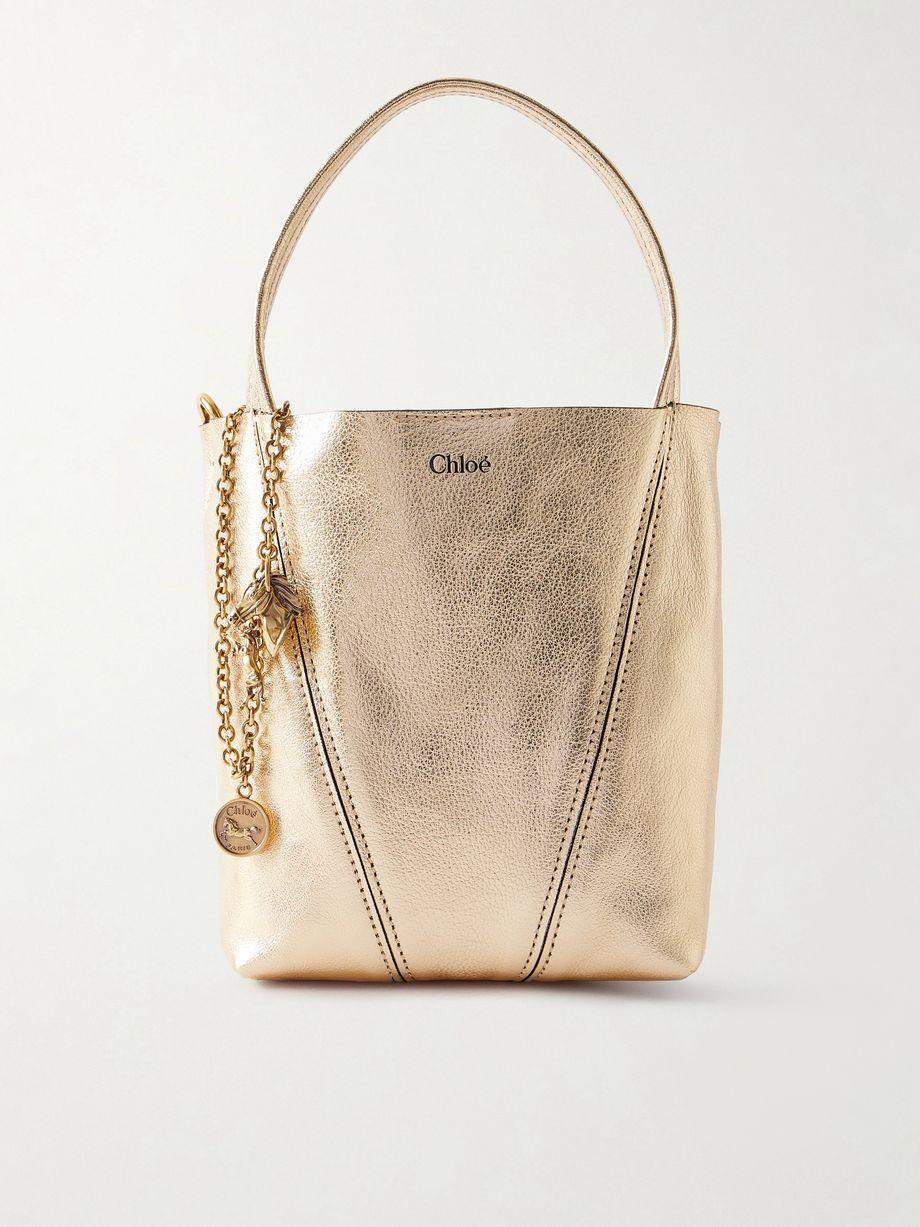 Spin small embellished paneled textured-leather tote by CHLOE