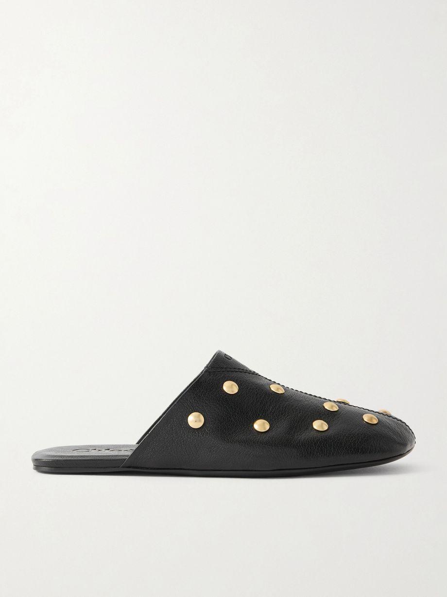 Studded textured-leather mules by CHLOE