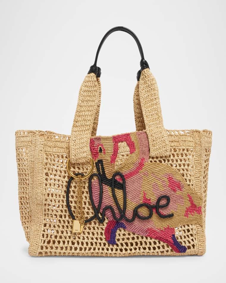 Summer Banana East-West Raffia Tote Bag by CHLOE