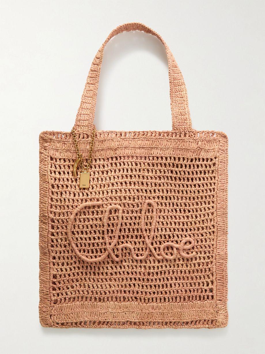 Summer Banana embellished crocheted embroidered raffia-like tote by CHLOE