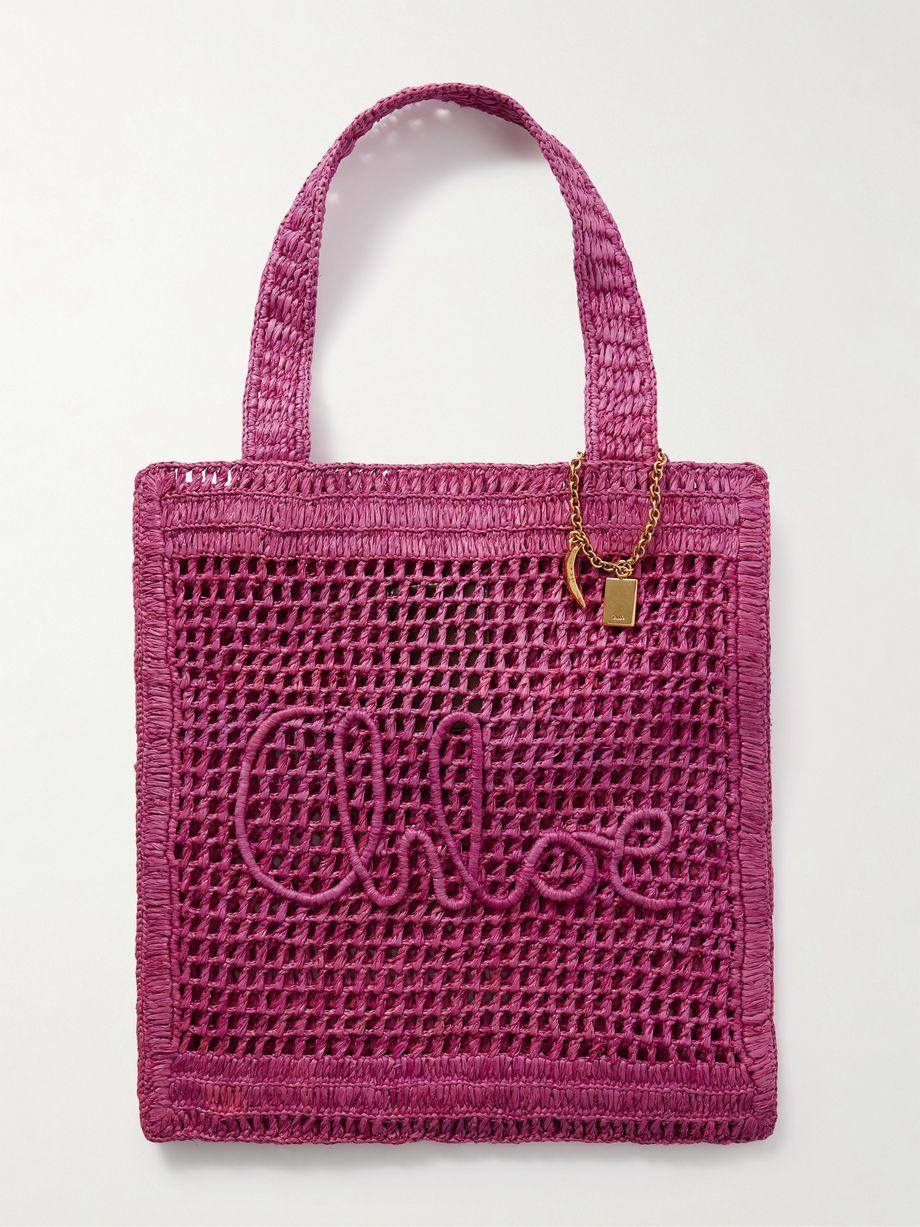 Summer Banana embellished crocheted raffia tote by CHLOE