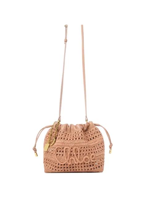 Summer Banana logo-embroidered woven mini bag by CHLOE