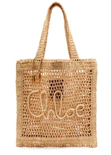 Summer Banana logo raffia tote by CHLOE