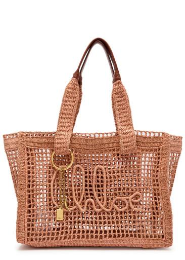 Summer Banana logo raffia tote bag by CHLOE