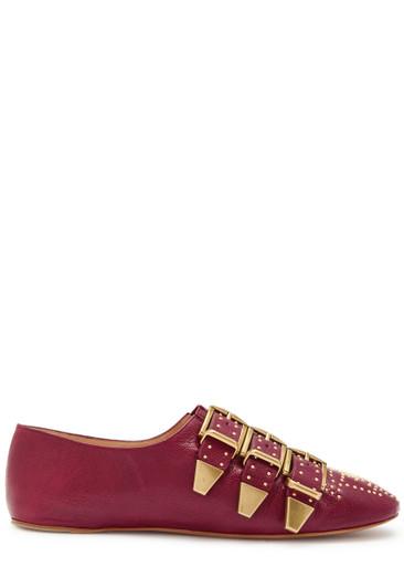 Susan stud-embellished grained leather flats by CHLOE