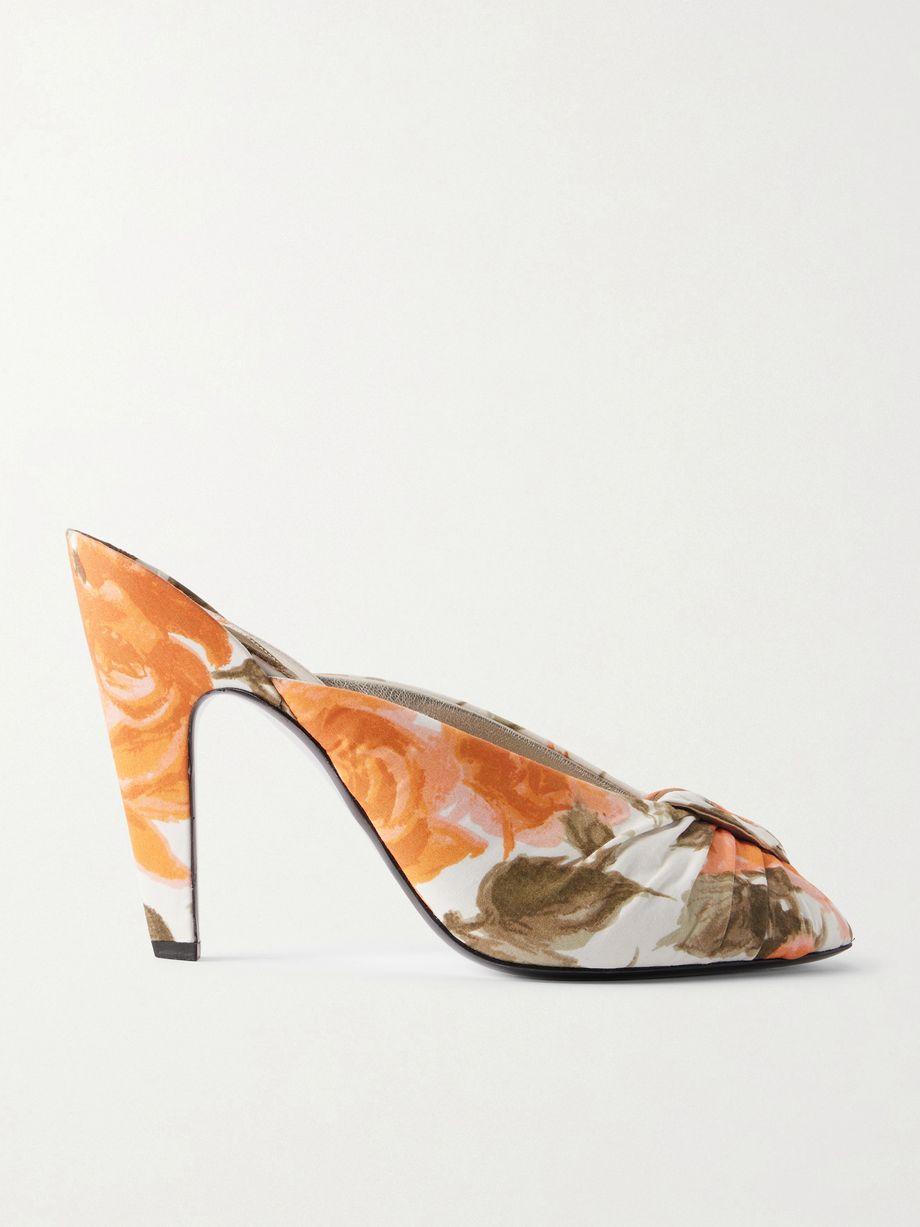 Suzie ruched floral-print satin sandals by CHLOE