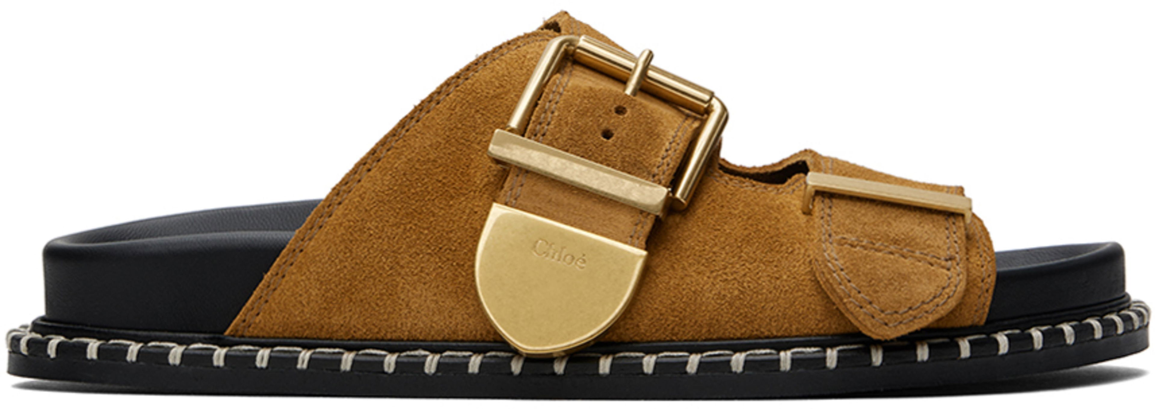 Tan Rebecca Slide Sandals by CHLOE