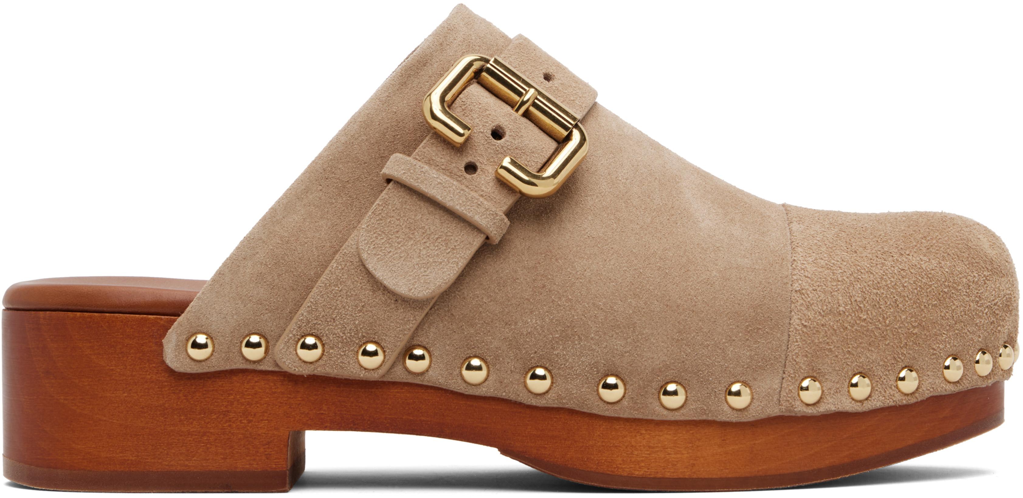 Taupe Jeannette Clogs by CHLOE