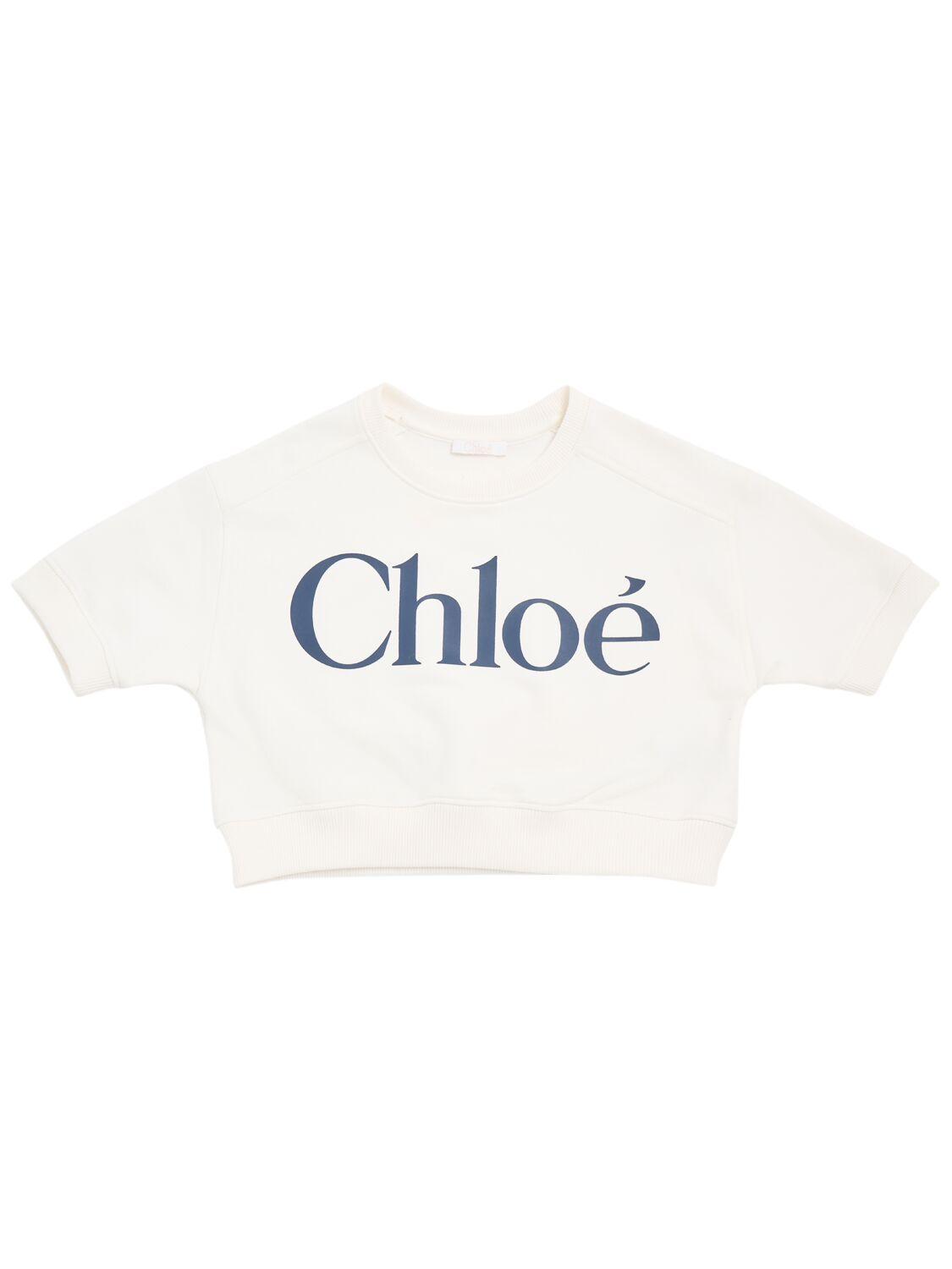 Unbrushed Cotton Cropped Sweatshirt by CHLOE