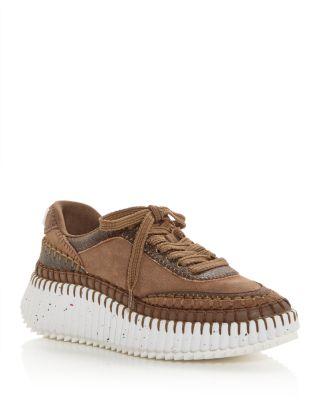Women's Nama Suede Platform Low Top Sneakers by CHLOE