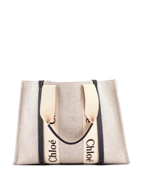 Woody Canvas with Leather Large tote bag by CHLOE 