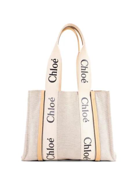 Woody Canvas with Leather Medium tote bag by CHLOE 