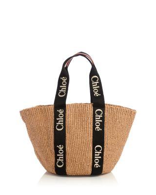 Woody Large Woven Basket Tote by CHLOE