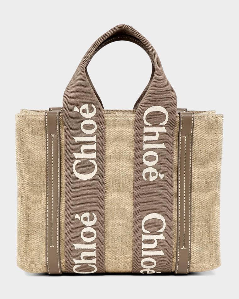 Woody Logo-Strap Linen Tote Bag by CHLOE
