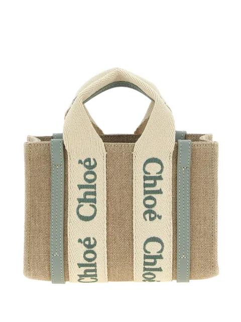 Woody logo-detail canvas mini bag by CHLOE