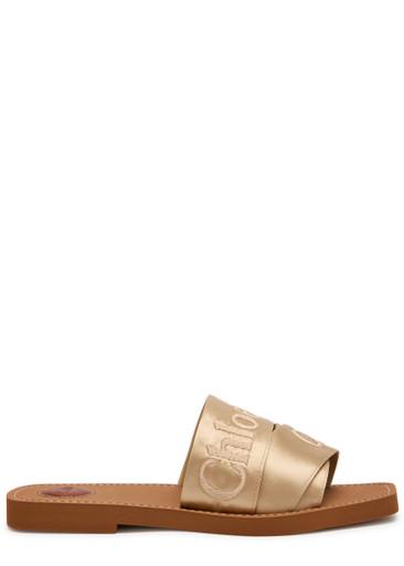 Woody logo-embroidered satin sliders by CHLOE