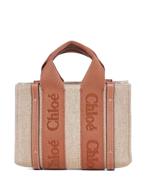 Woody logo embroidery double handle tote bag by CHLOE