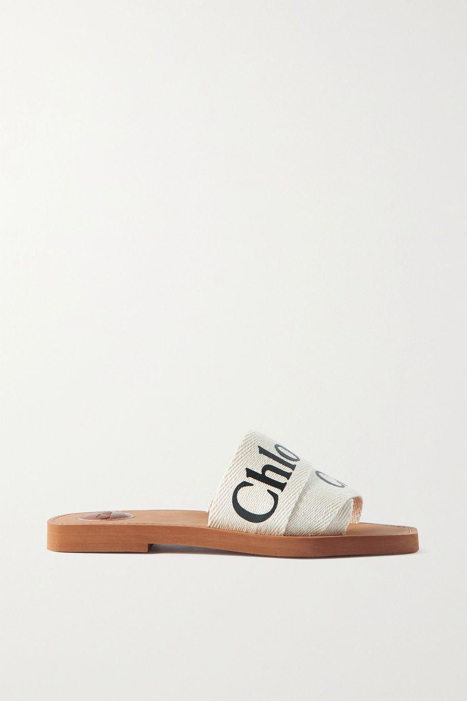 Woody logo-print canvas slides by CHLOE