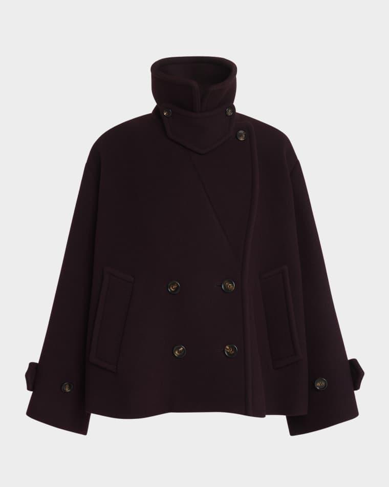Wool Double-Breasted Oversized Pea Coat by CHLOE