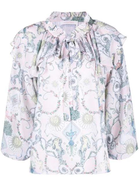baroque-print ruffled blouse by CHLOE