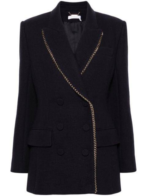 chain-link trim double-breasted blazer by CHLOE