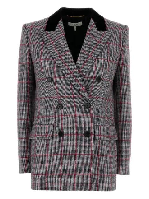 check-pattern wool blazer by CHLOE