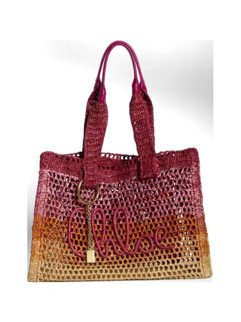 crocheted raffia tote bag by CHLOE